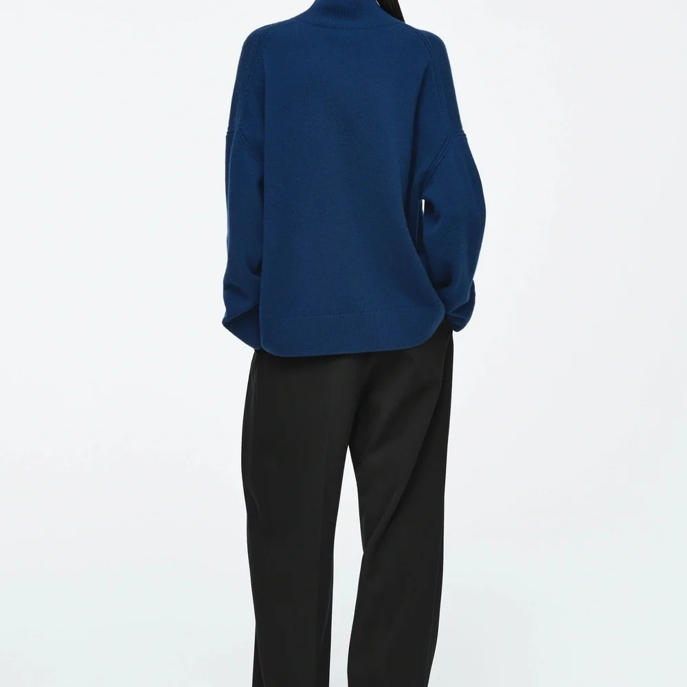 Elegant Navy Turtleneck Sweater for Women